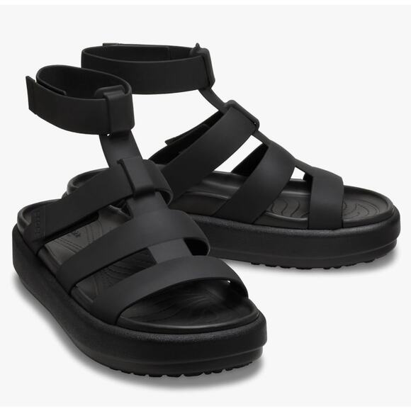 Crocs Women's Brooklyn Luxe Gladiator Platform Sandals Blk sz 7 *NWT* retail $70 - Picture 2 of 7